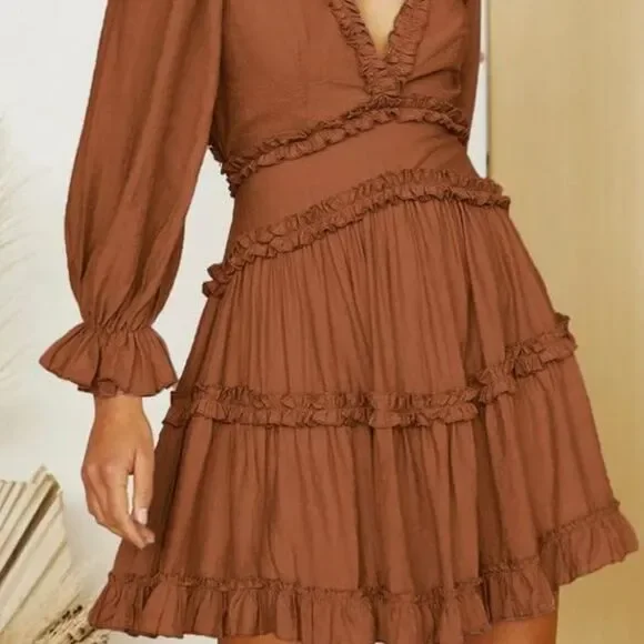 Deep V Neck Mini Dress - Picture 3 of 7